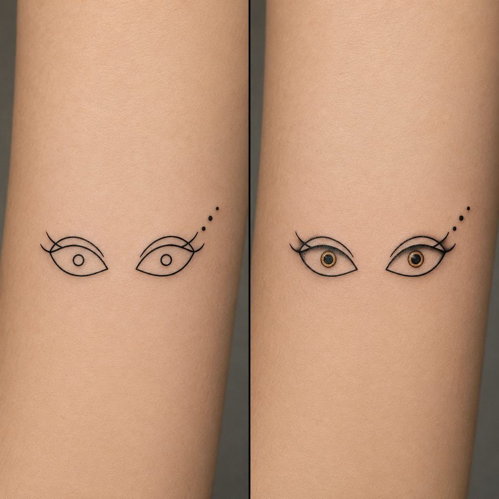 Minimalist linework versus full-color detail for an Anya-inspired tattoo design