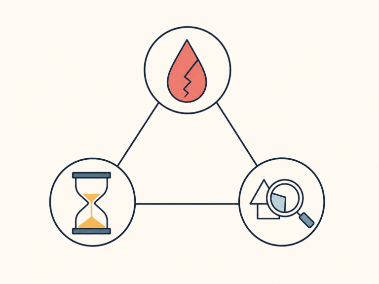 Icon diagram showing pain, durability, and style-fit as the three factors for anime tattoo placement