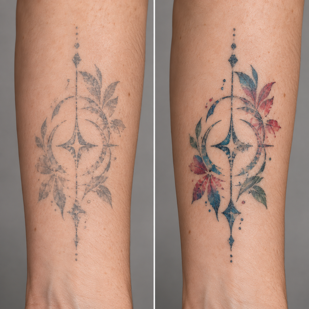 Comparison graphic of solid black ink fading faster than dense color ink in removal