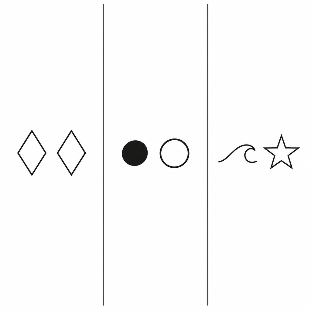 Diagram showing identical, complementary, and thematically linked matching tattoo pairs